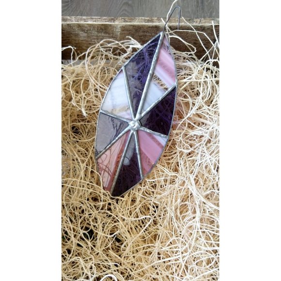 Vintage stained glass ornament / glass xmas tree ornament - Picture 3 of 3